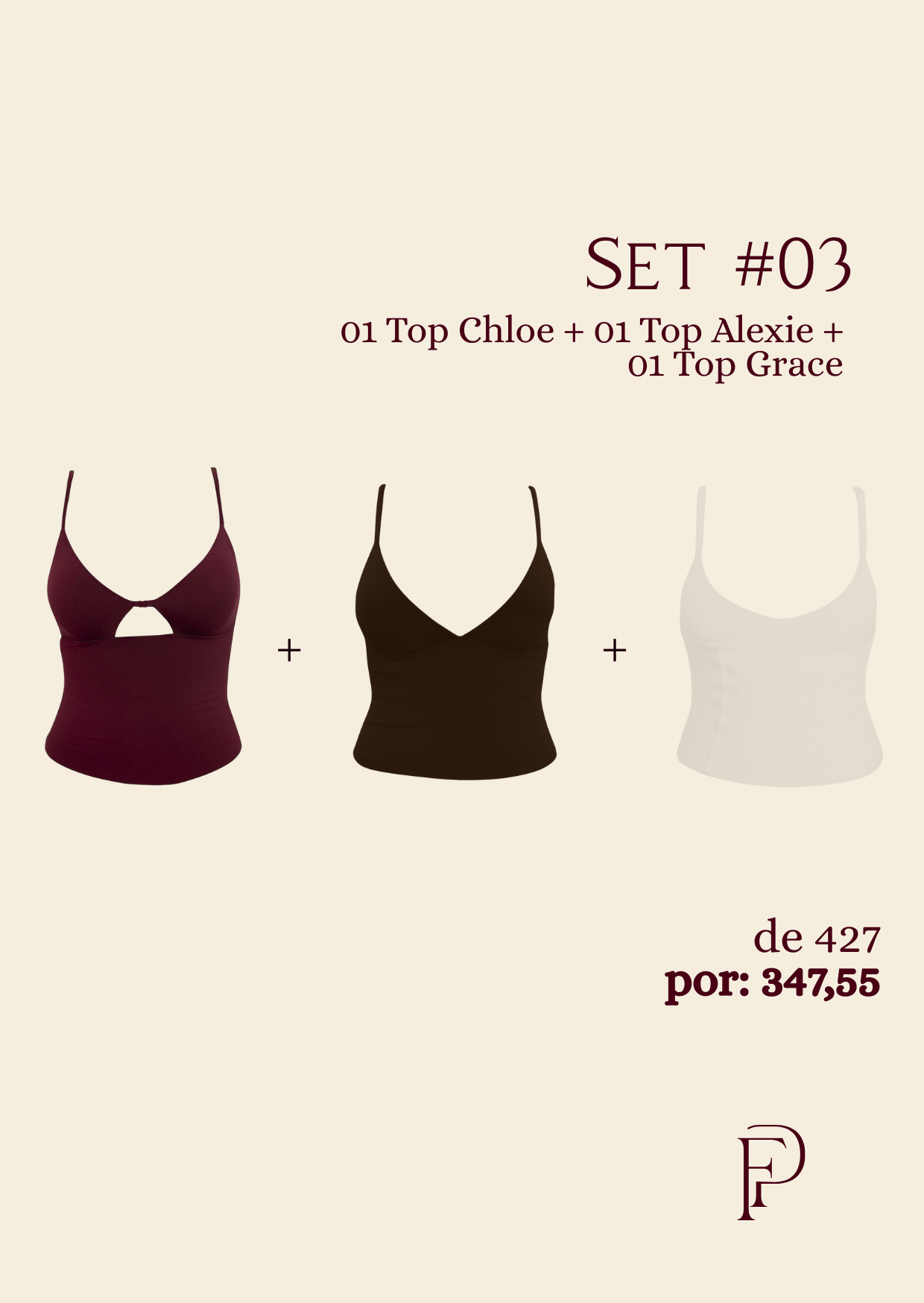SET 3- 01 Top Chloe + 01 Top Alexie + 01 Top Grace
